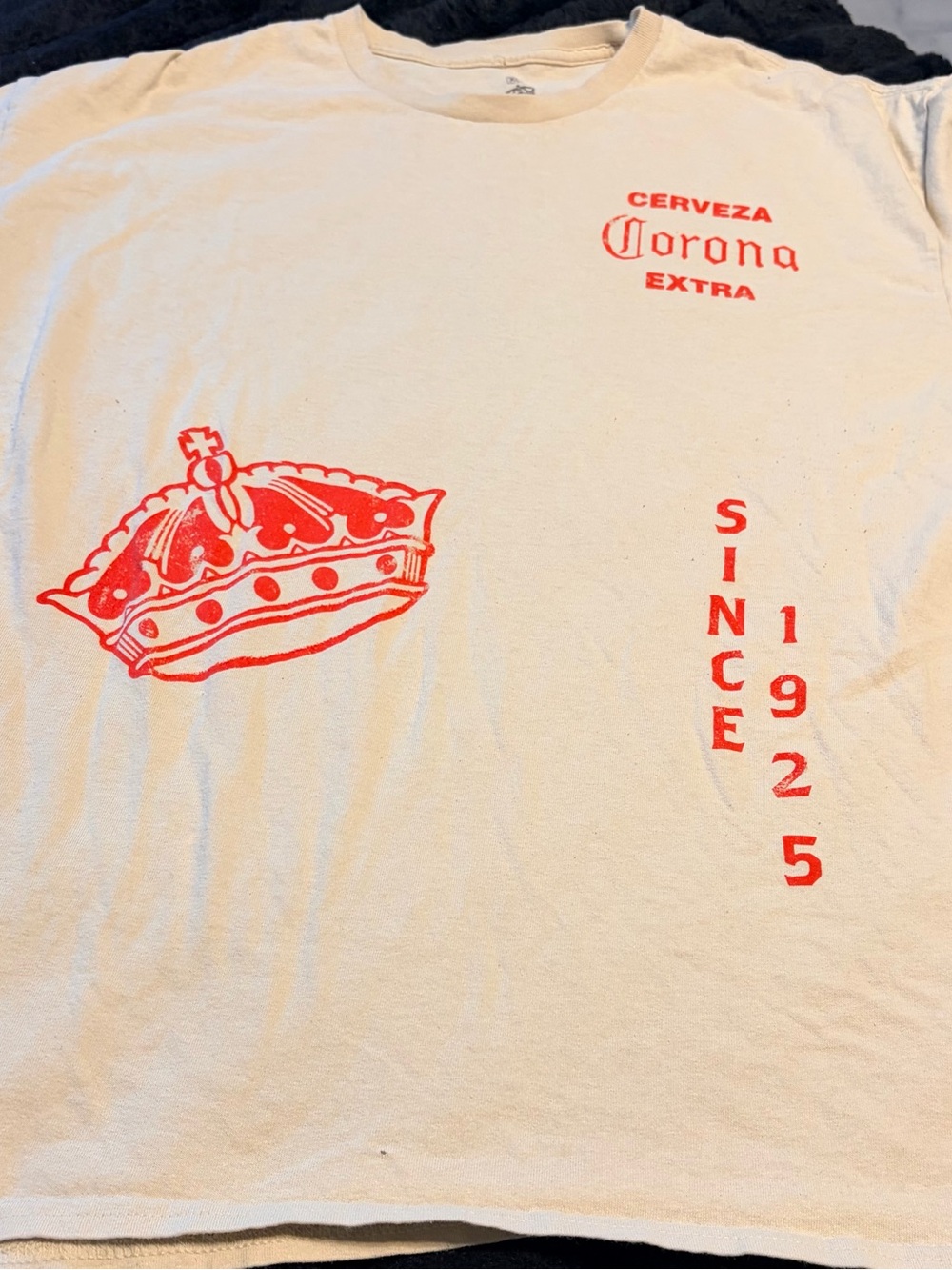 Corona Tee in Cream with Red Graphic